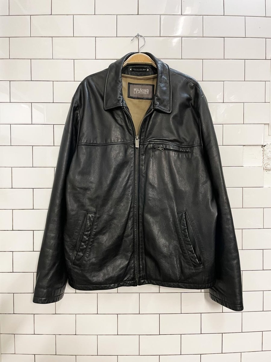 vintage 00s wilsons minimal zip leather jacket - good market thrift store