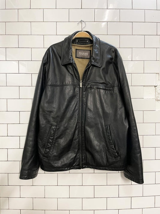 vintage 00s wilsons minimal zip leather jacket - good market thrift store