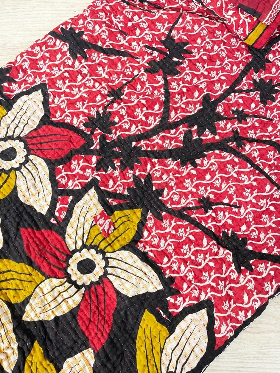 ten thousand villages handmade kantha sari sashiko bed decor - good market thrift store