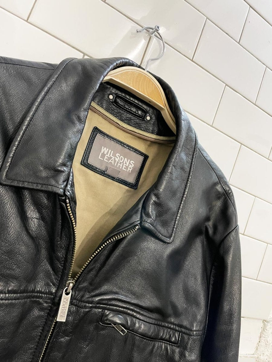 vintage 00s wilsons minimal zip leather jacket - good market thrift store