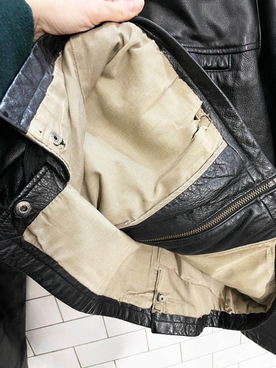 vintage 00s wilsons minimal zip leather jacket - good market thrift store