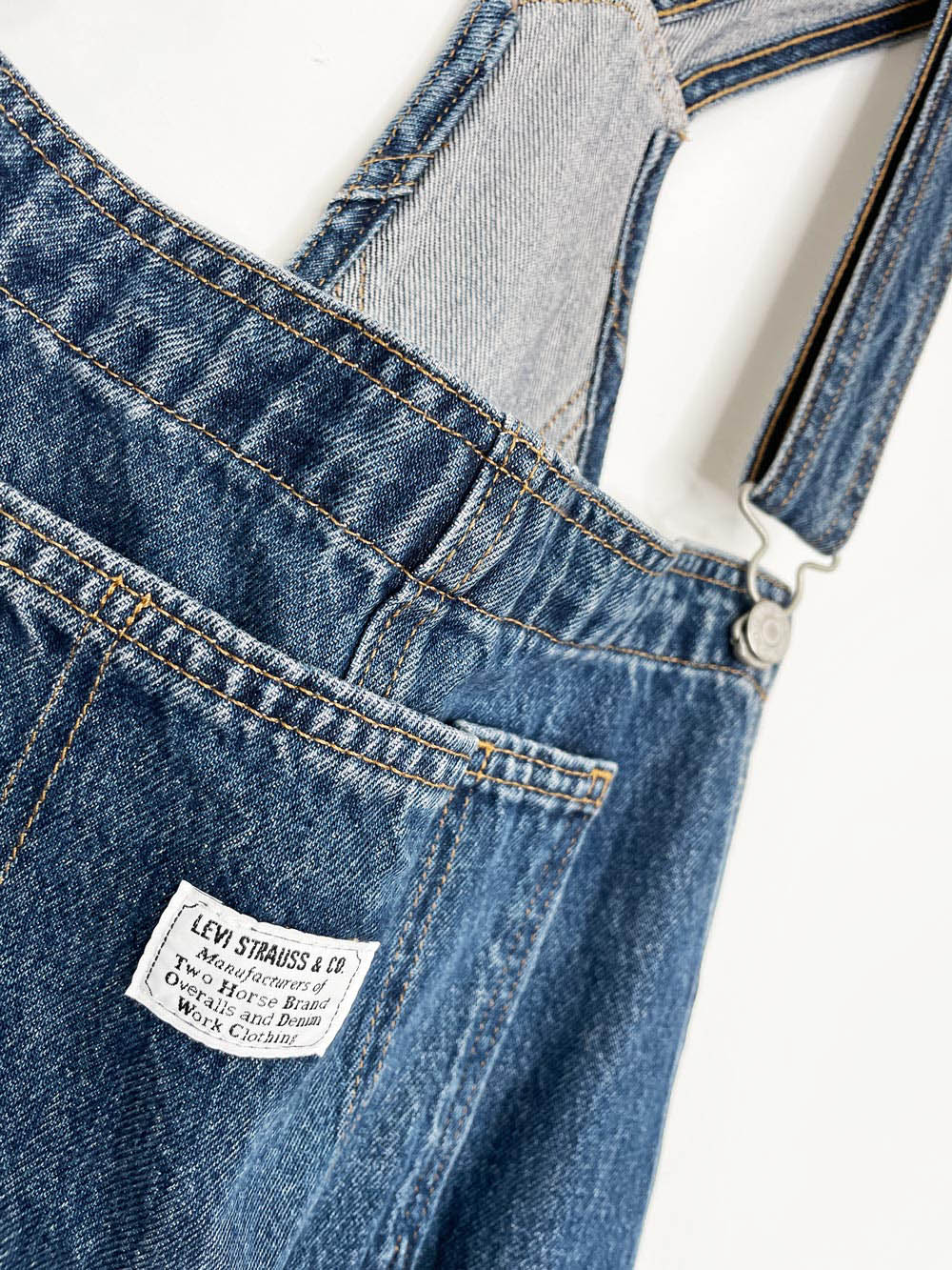 levi's white tab baggy denim overalls