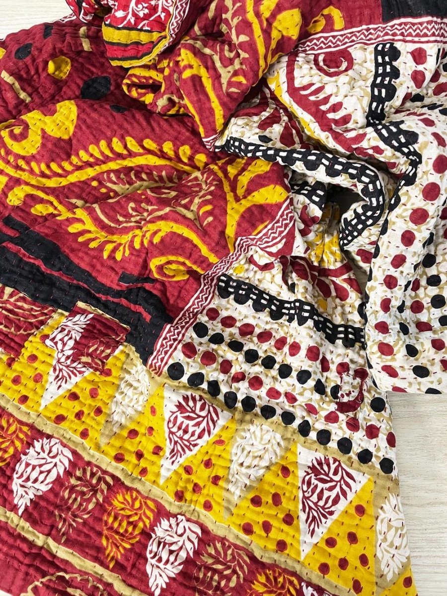 ten thousand villages handmade kantha sari sashiko bed decor - good market thrift store