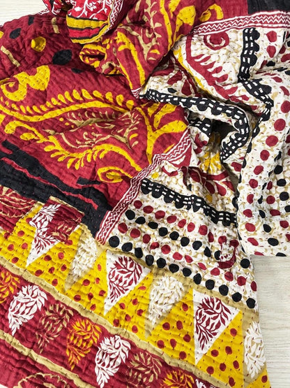 ten thousand villages handmade kantha sari sashiko bed decor - good market thrift store