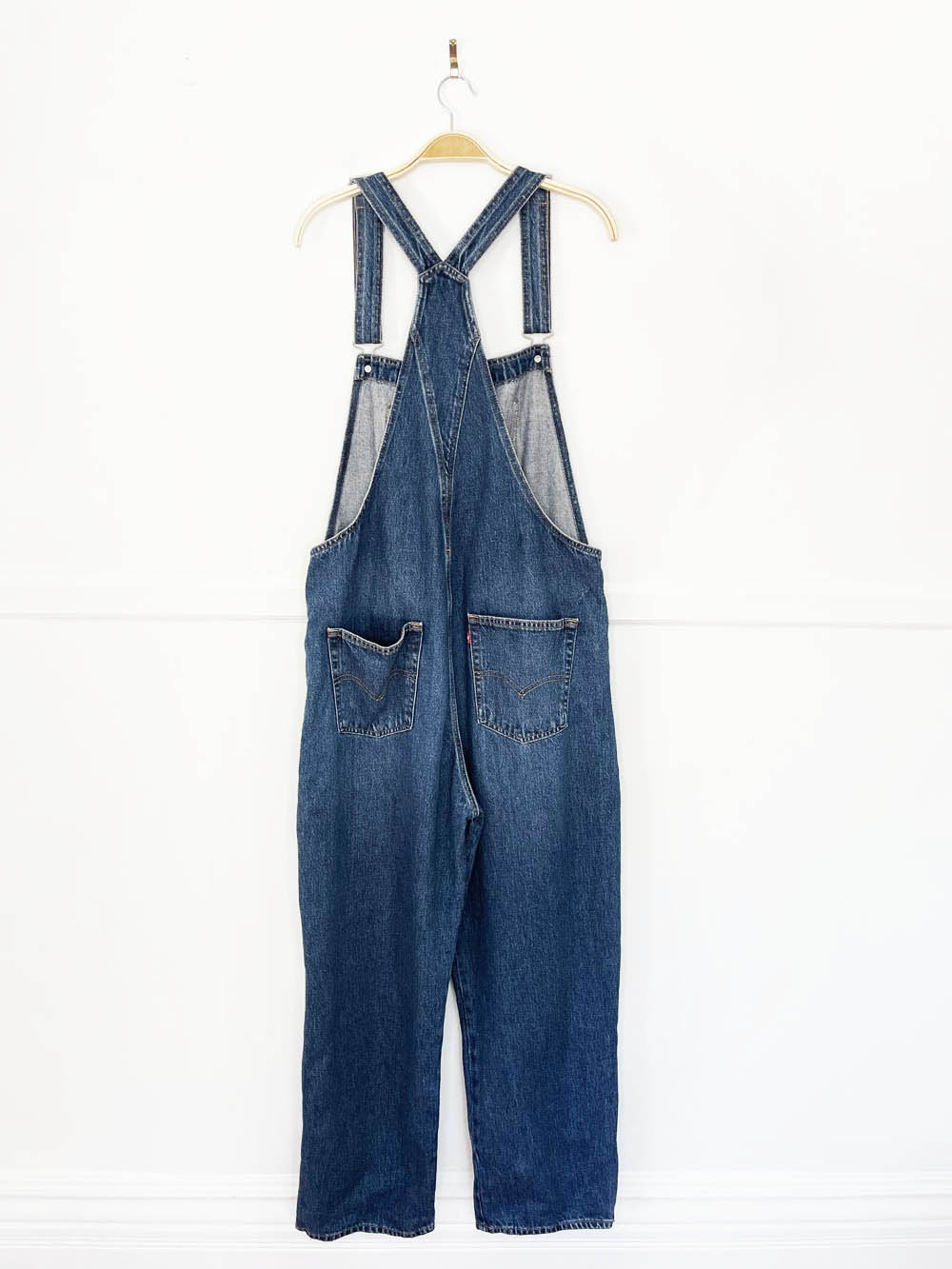 levi's white tab baggy denim overalls
