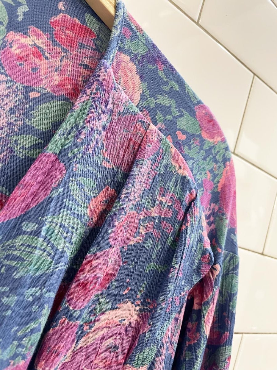 vintage 90s monet floral tie collar blouse - good market thrift store