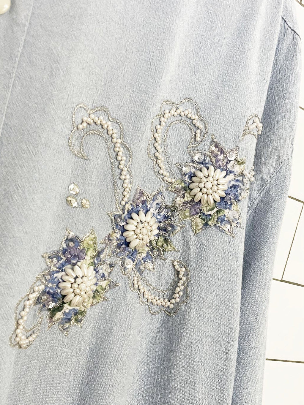vintage 90s allyson whitmore beaded floral western full button shirt