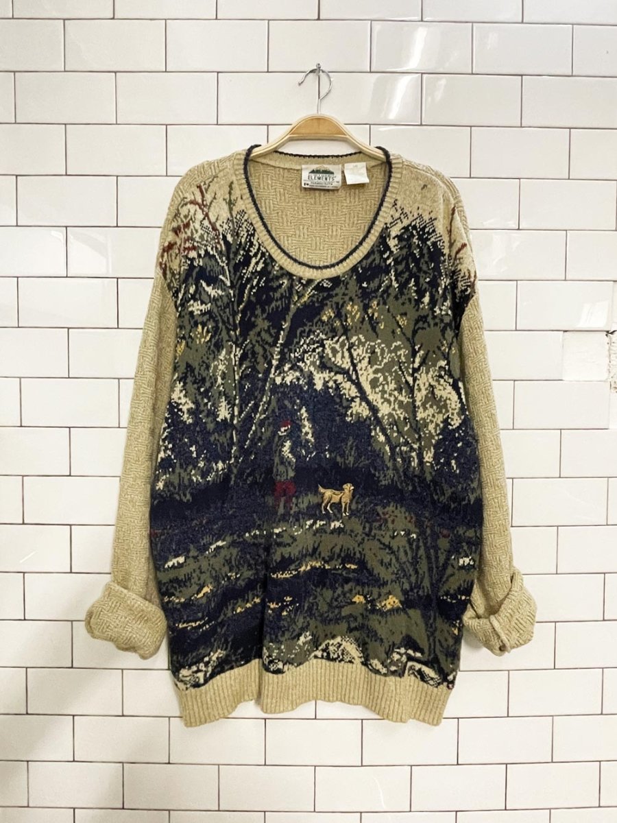 vintage parkhurst NE labrador in the woods knit dad sweater - good market thrift store