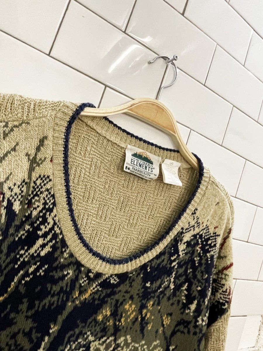 vintage parkhurst NE labrador in the woods knit dad sweater - good market thrift store