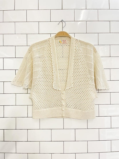 vintage 60s crochet knit collared crop top - good market thrift store