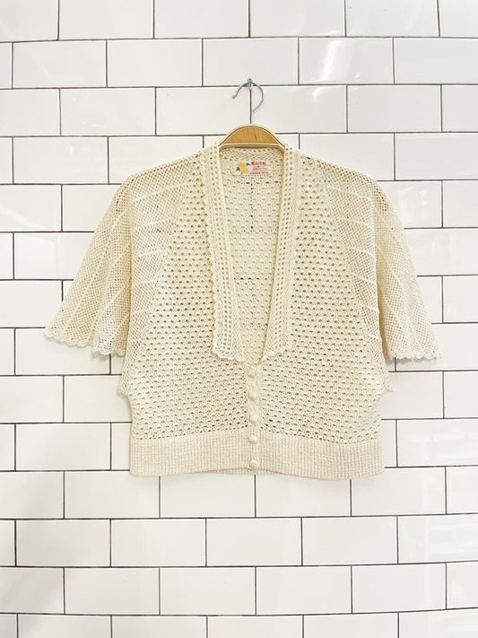 vintage 60s crochet knit collared crop top - good market thrift store