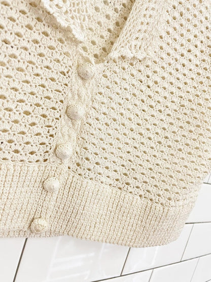 vintage 60s crochet knit collared crop top - good market thrift store