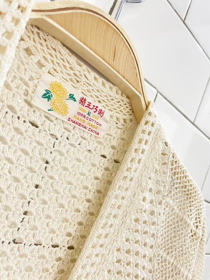 vintage 60s crochet knit collared crop top - good market thrift store