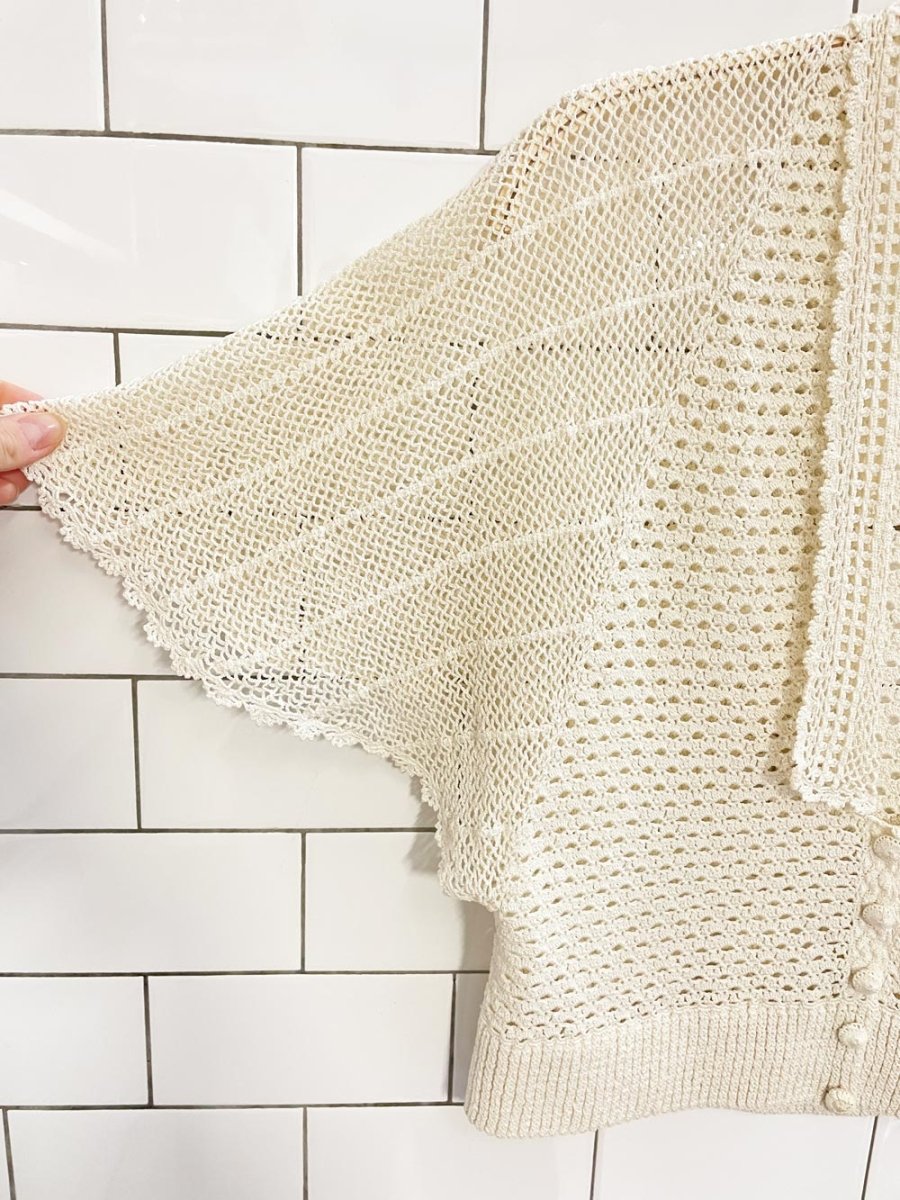 vintage 60s crochet knit collared crop top - good market thrift store