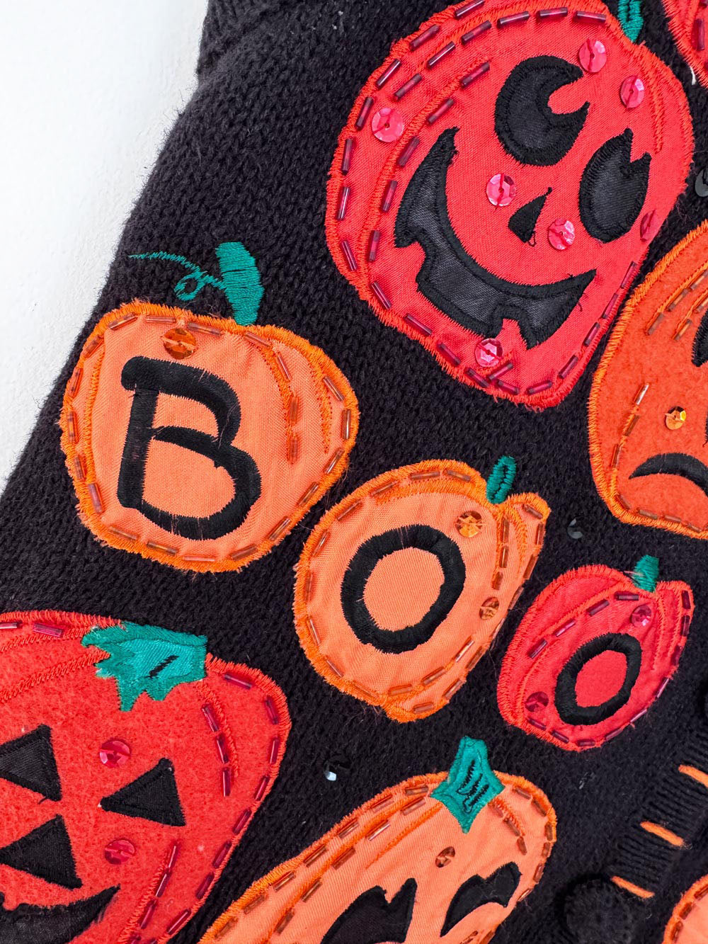 vintage 00s basic editions beaded pumpkin patch knit vest | halloween