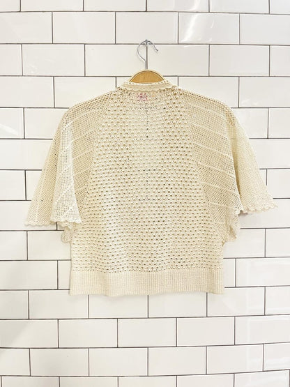vintage 60s crochet knit collared crop top - good market thrift store