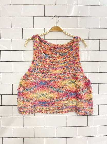 rainbow popcorn knit tank - good market thrift store