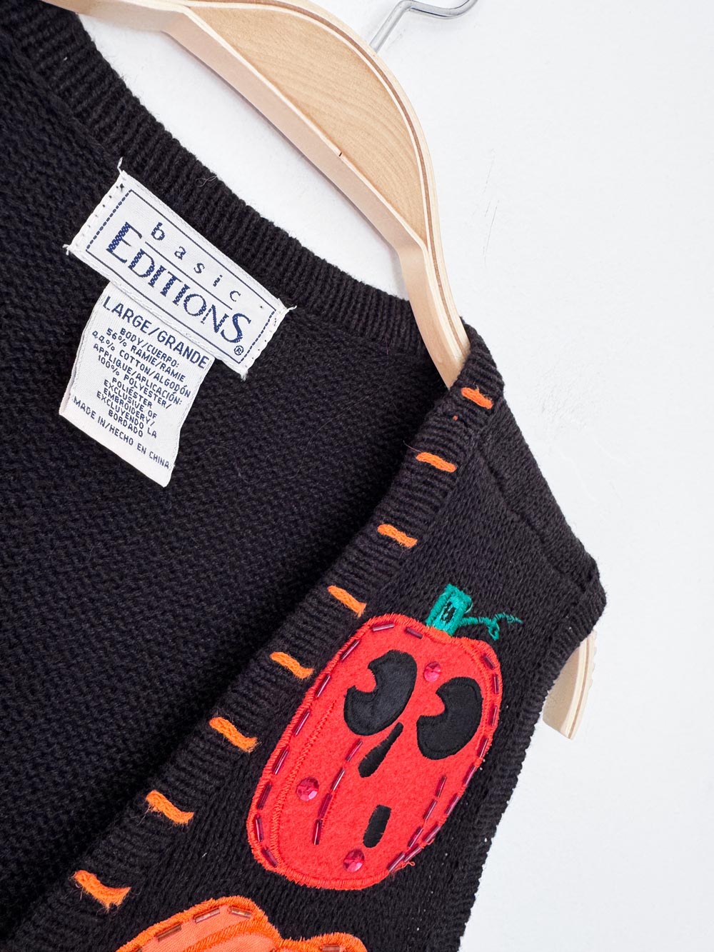 vintage 00s basic editions beaded pumpkin patch knit vest | halloween