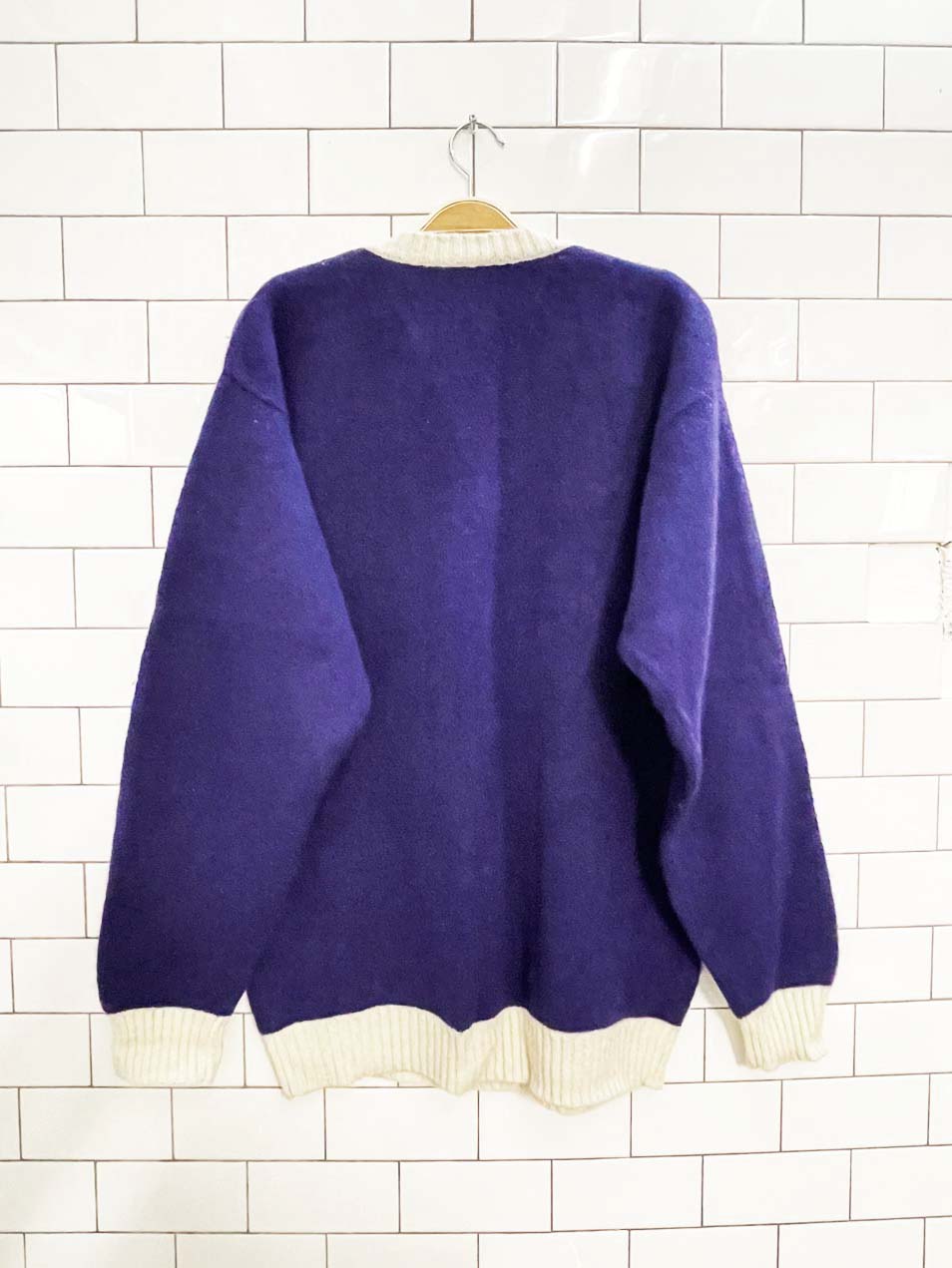 vintage 70's polo RL wool v - neck varsity prep sweater - good market thrift store