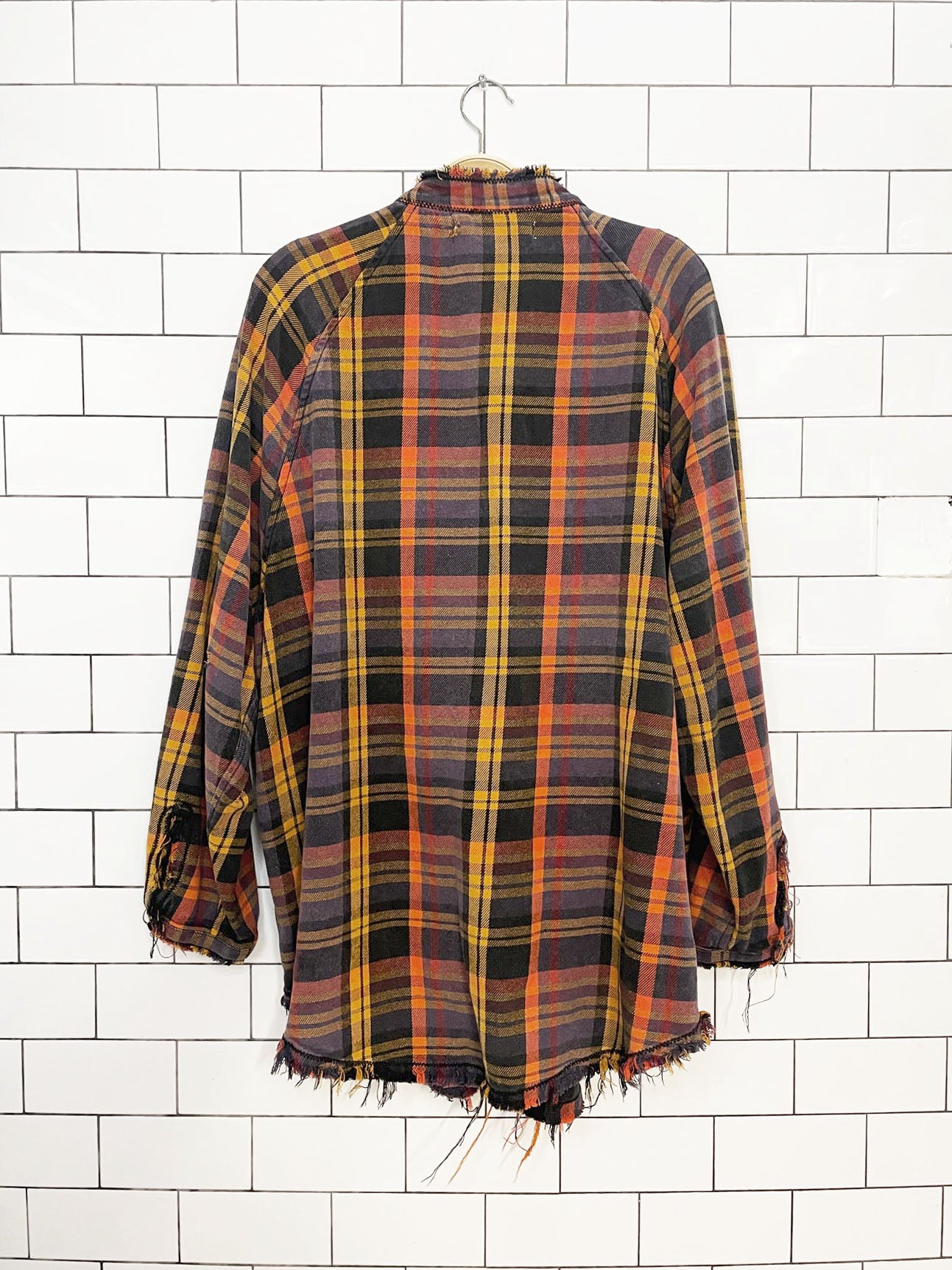 we the free summer daydream oversized plaid raw edge full button shirt | free people