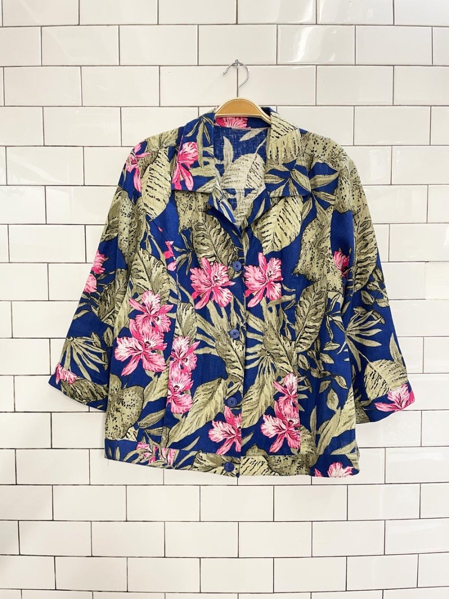 100% linen tropical summer jacket - good market thrift store