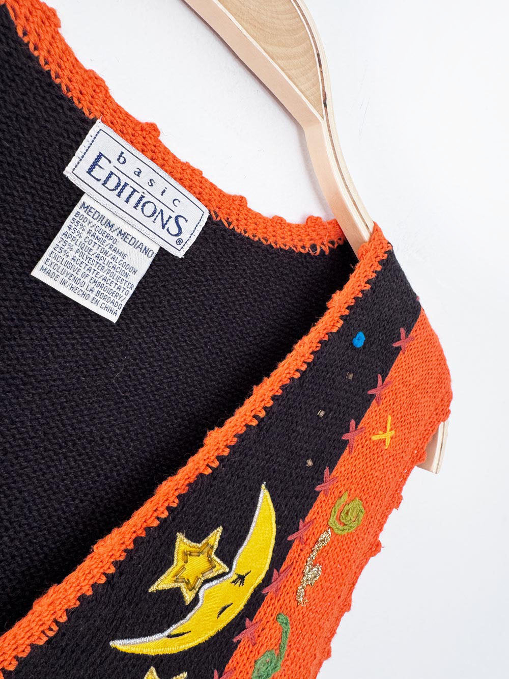 vintage 00s basic editions halloween patchwork knit vest