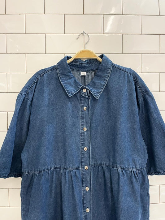 jnc tiered denim shirt dress - good market thrift store