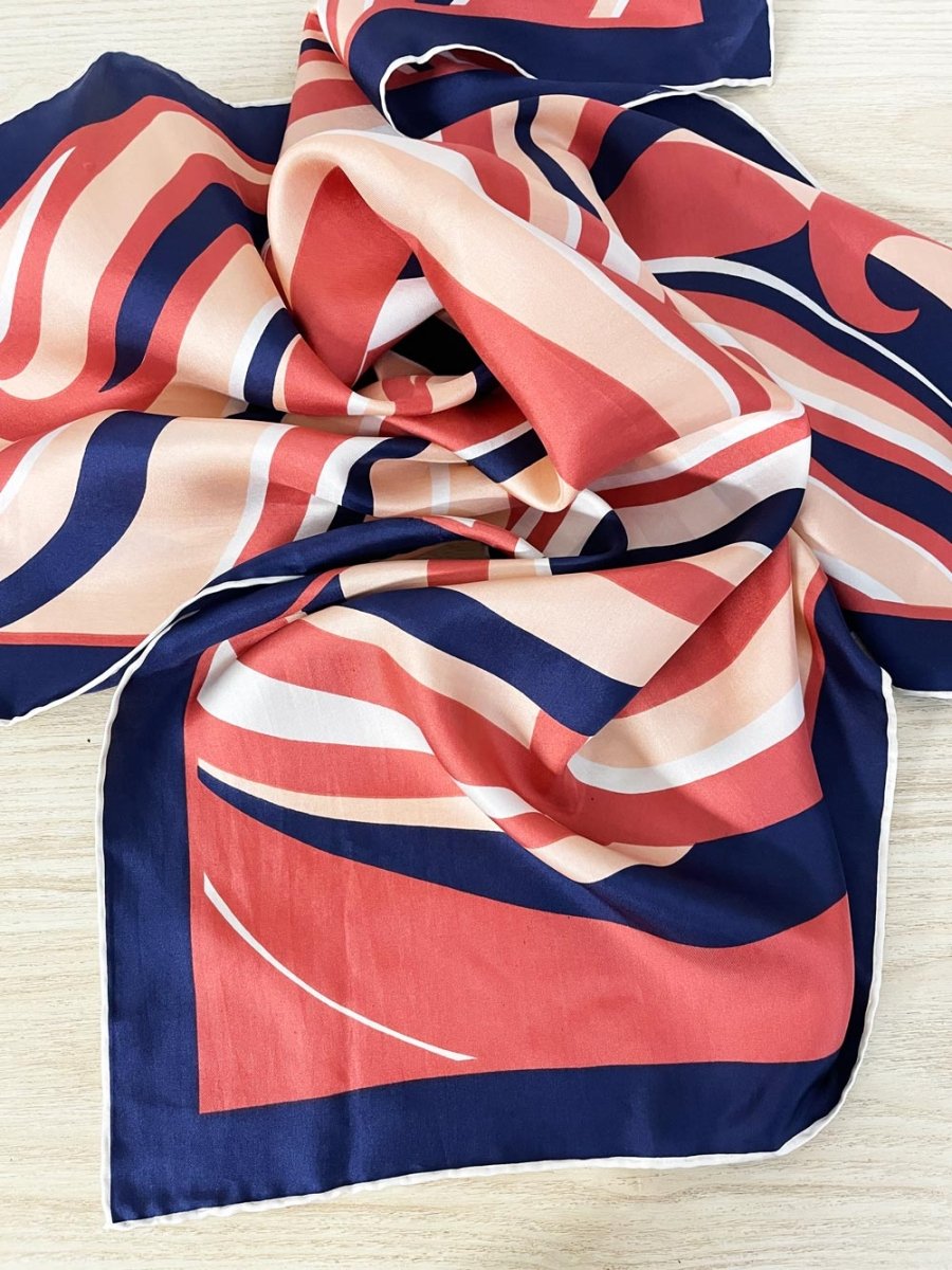 vintage 60s mod swirl silk square hair neck scarf | hand - rolled edge - good market thrift store