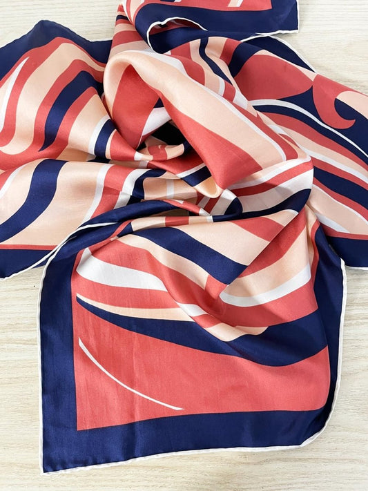 vintage 60s mod swirl silk square hair neck scarf | hand - rolled edge - good market thrift store