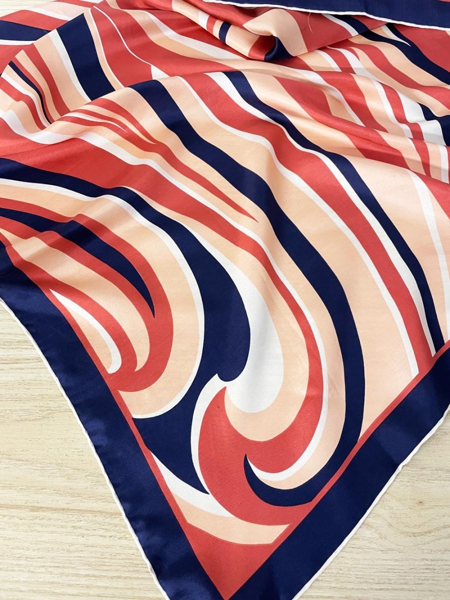 vintage 60s mod swirl silk square hair neck scarf | hand - rolled edge - good market thrift store