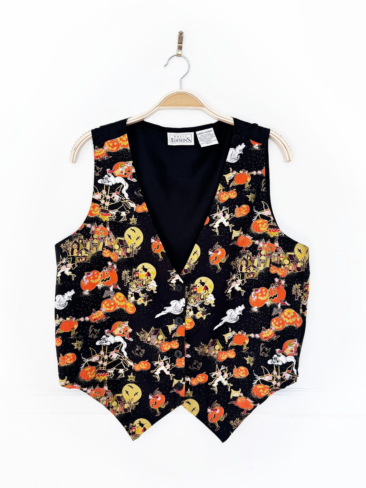 vintage 00s basic editions halloween print vest