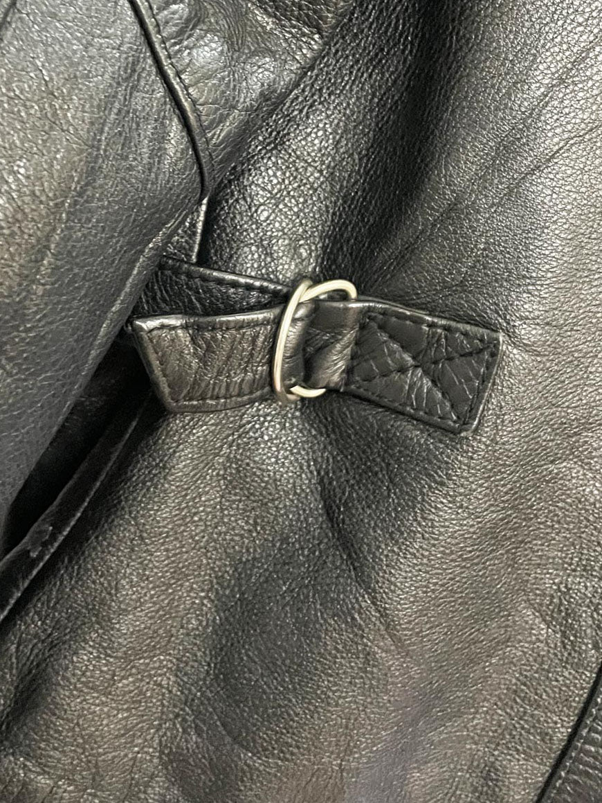 vintage 90s guess soft leather zip up fitted biker jacket