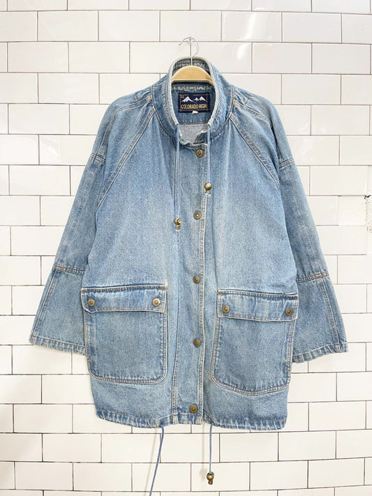 vintage colorado high western drawstring denim chore coat - good market thrift store