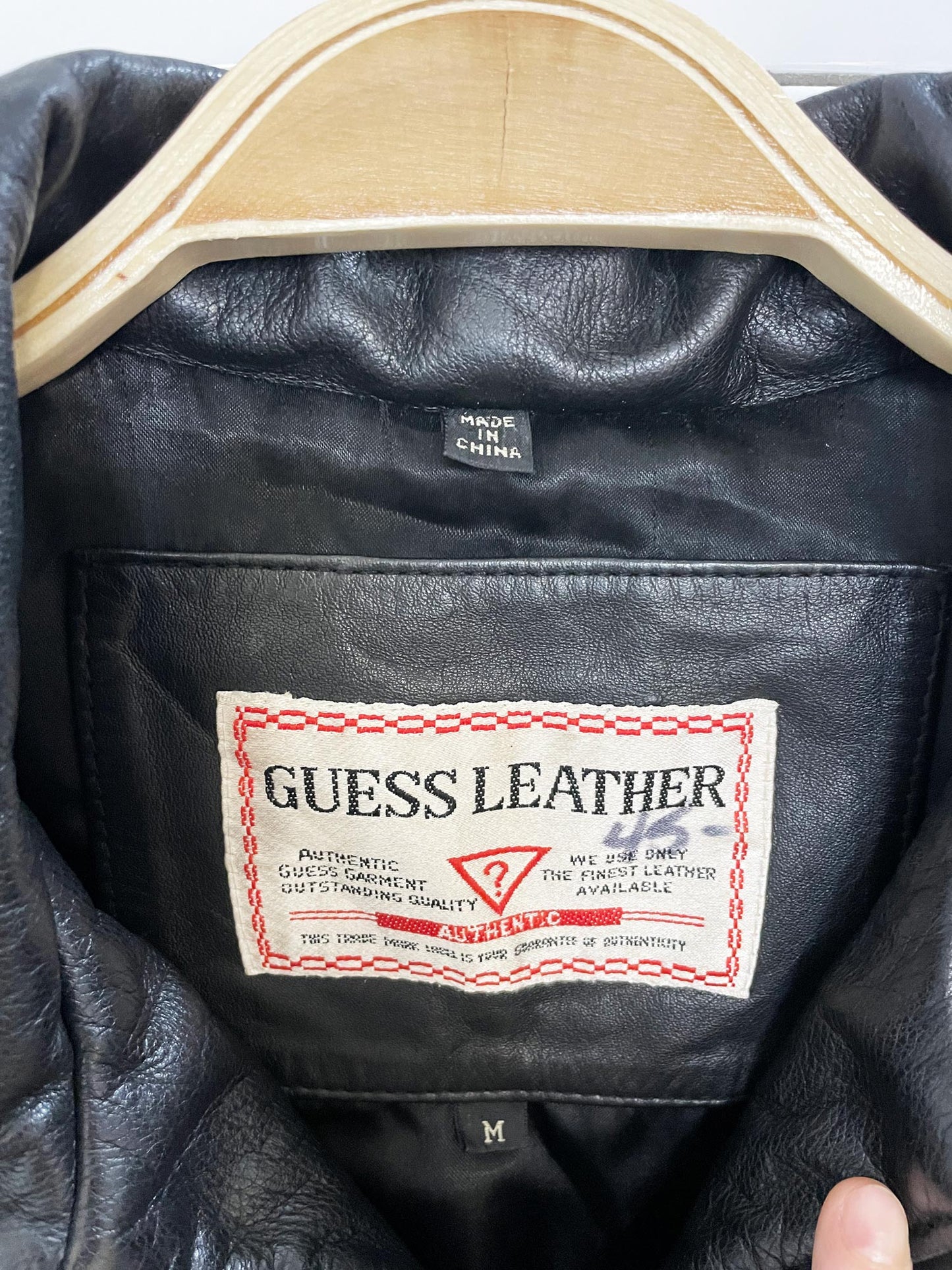 vintage 90s guess soft leather zip up fitted biker jacket