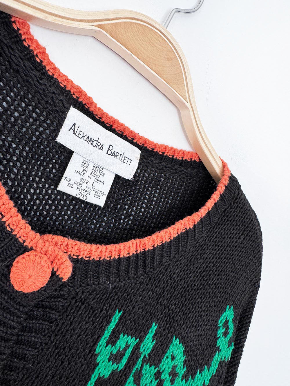 vintage alexandra bartlett ramie-blend halloween knit cardigan sweater