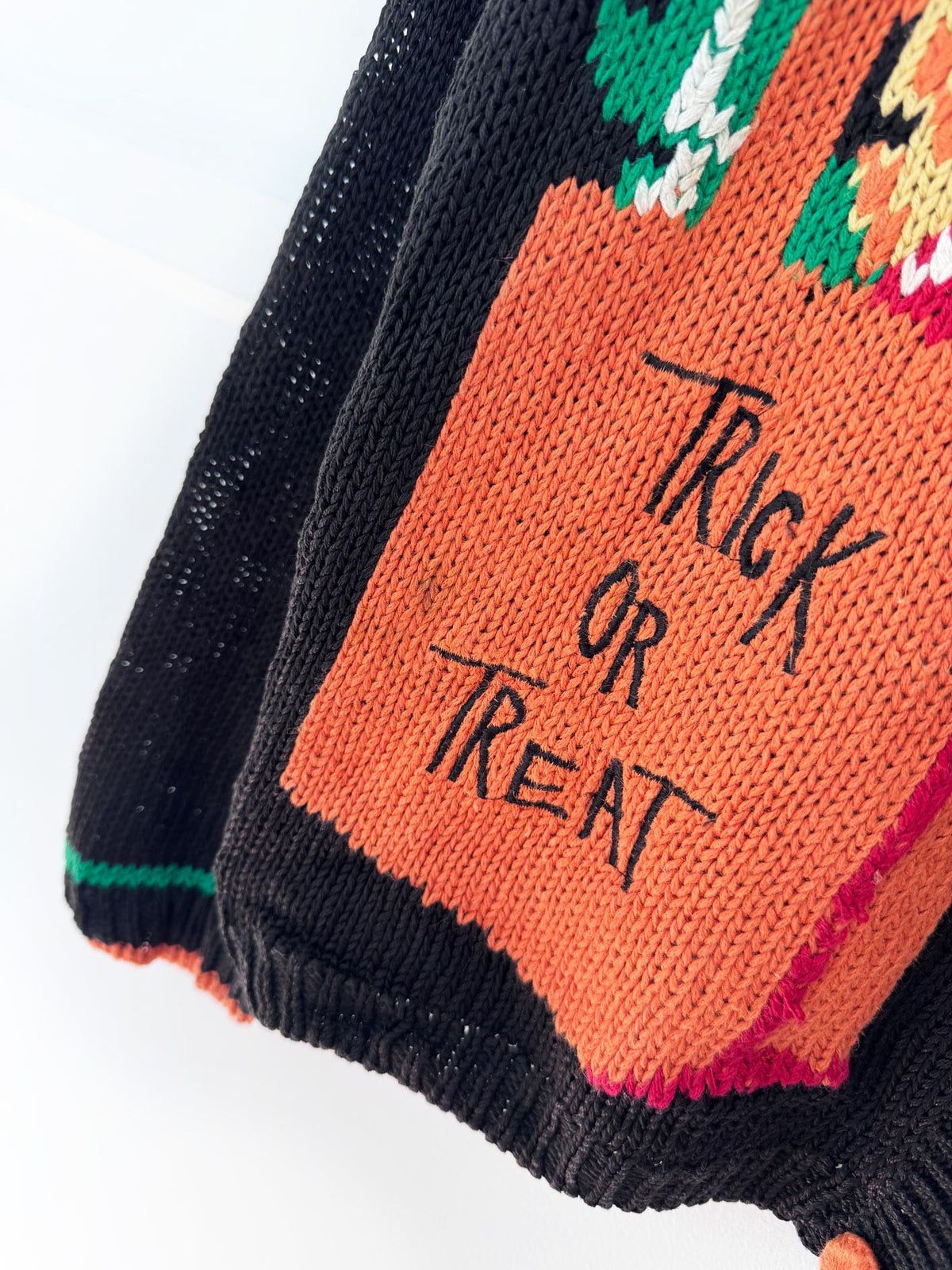 vintage alexandra bartlett ramie-blend halloween knit cardigan sweater