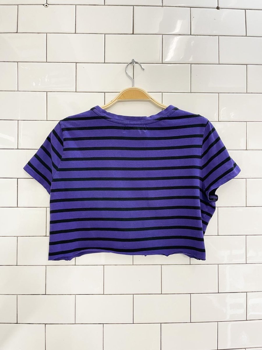 vintage lauren ralph lauren crest pocket stripe crop tee - good market thrift store