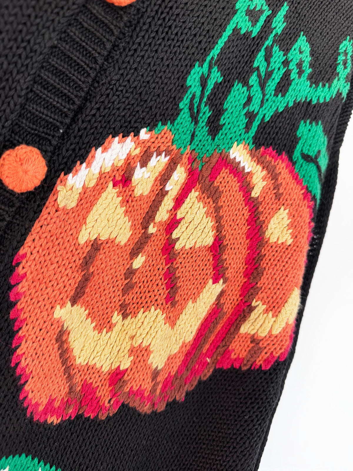 vintage alexandra bartlett ramie-blend halloween knit cardigan sweater