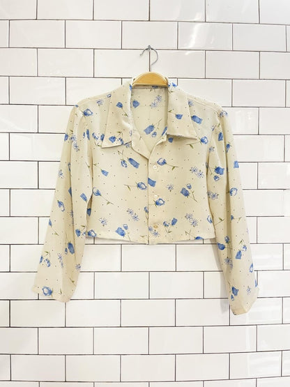 vintage 00s floral chiffon boxy crop blouse - good market thrift store