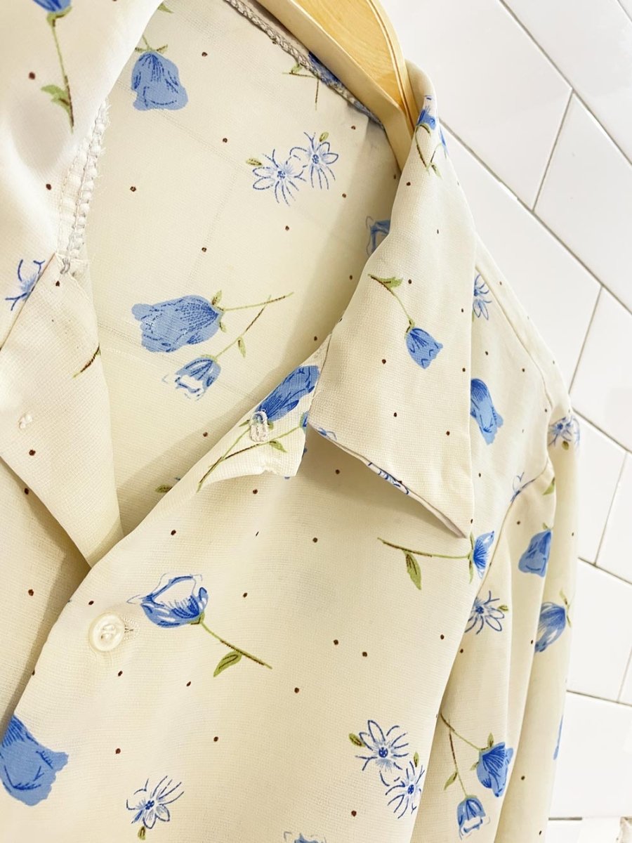 vintage 00s floral chiffon boxy crop blouse - good market thrift store