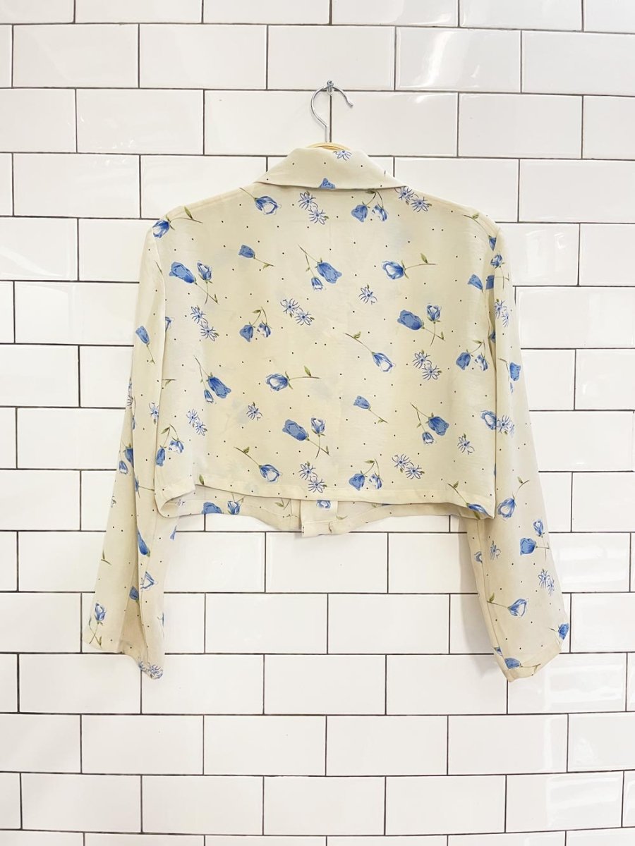 vintage 00s floral chiffon boxy crop blouse - good market thrift store