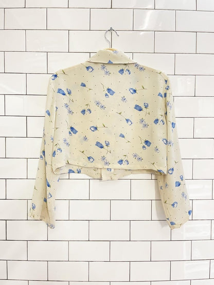 vintage 00s floral chiffon boxy crop blouse - good market thrift store