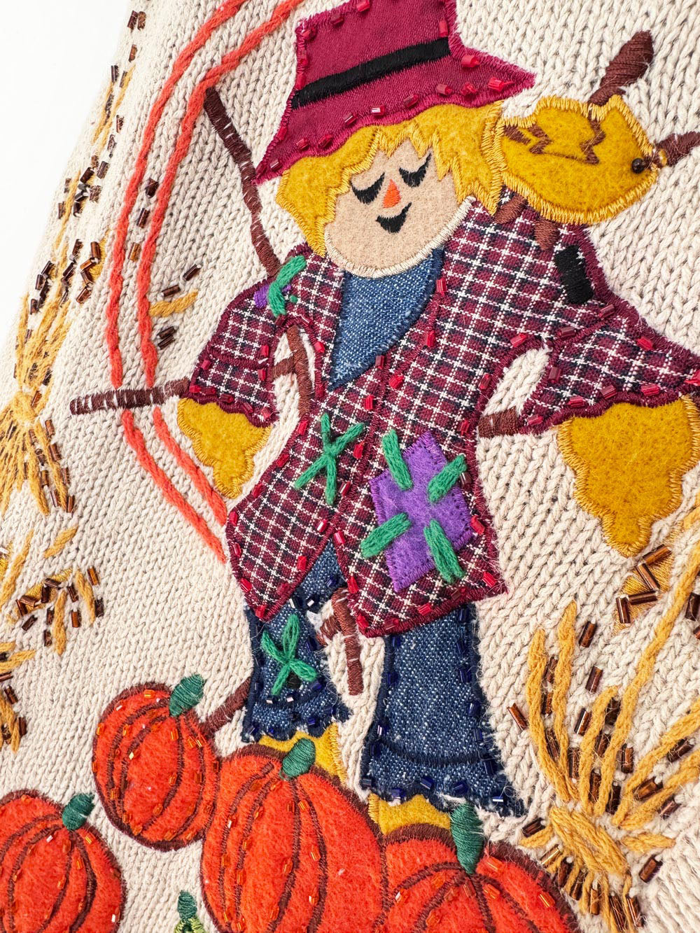 vintage one resource ramie-blend fall scarecrow knit vest | halloween