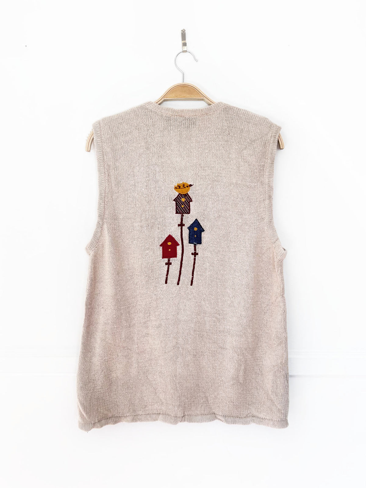 vintage one resource ramie-blend fall scarecrow knit vest | halloween