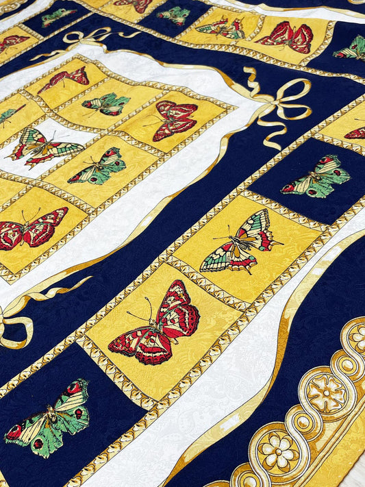 vintage 100% silk butterfly jacquard xl square scarf