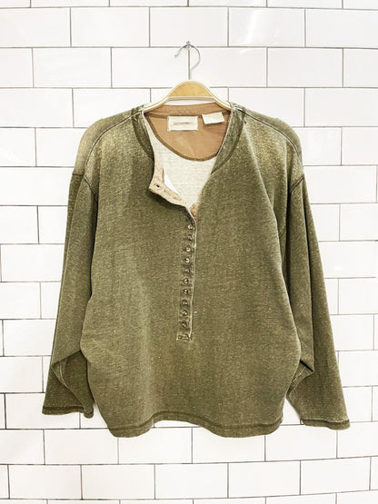 vintage 90s grunge batwing 1/2 button henley - good market thrift store