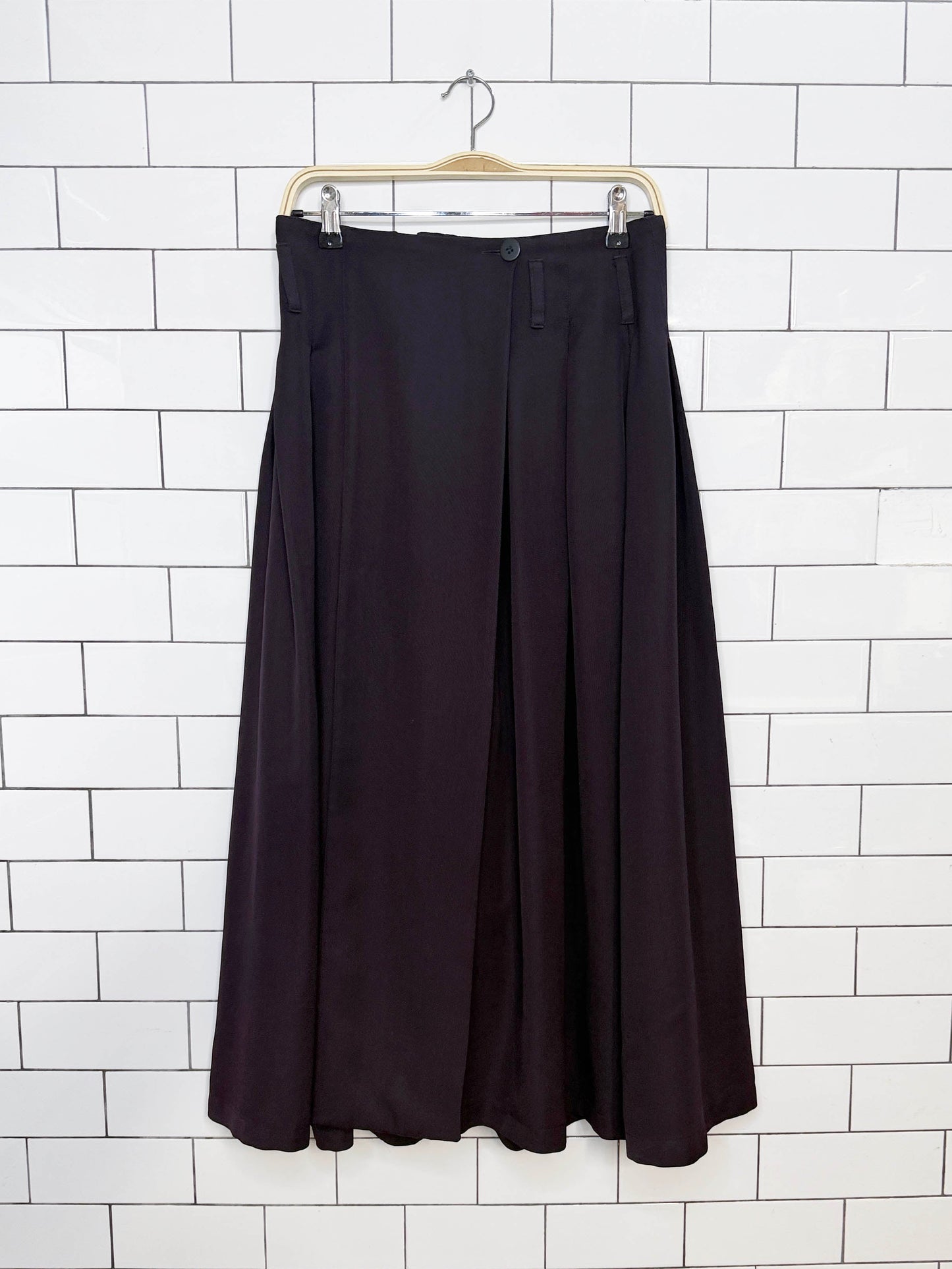 vintage 90s warehouse wool-blend pleated wrap wide leg pants
