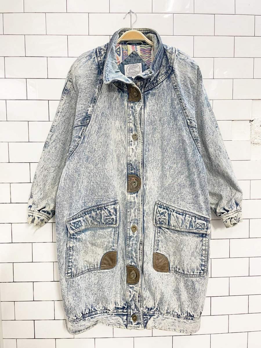 vintage 80s be in the seen acid wash flannel lined denim parka - good market thrift store