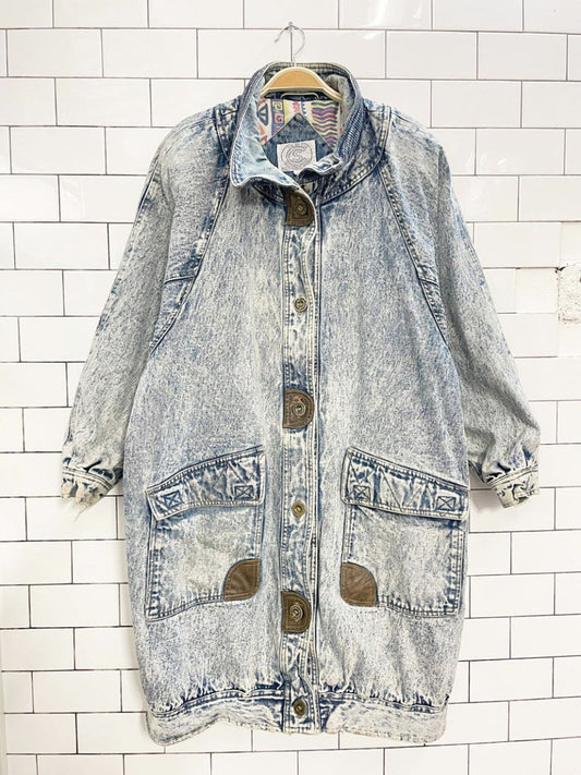vintage 80s be in the seen acid wash flannel lined denim parka - good market thrift store