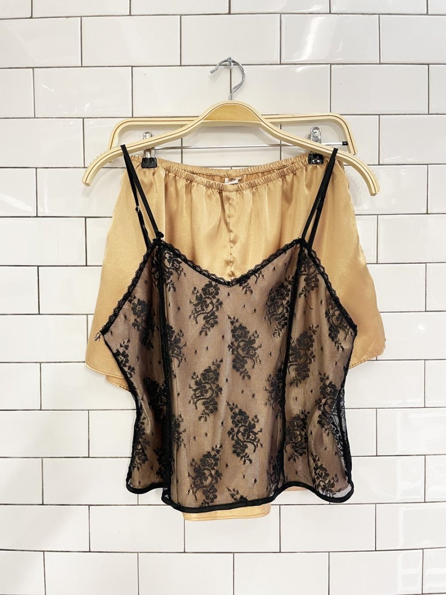 x2 vintage 00s lace cami + satin shorts set - good market thrift store
